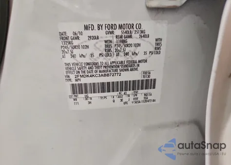 2010 Ford Edge Limited from USA, damaged, VIN 2FMDK4KC3ABB72772